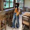 Women's Distressed Gradient Loose Wide-Leg Floor-Length Jeans 2025 Trend