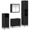 Bathroom Furniture Set 4 Pcs Black Oak Effect Wood Based Material
