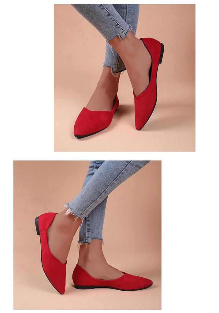 2024 Summer Women's Pointed Toe Suede Flats - Solid Color, Shallow Mouth, Low-Top Loafers