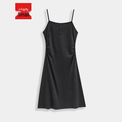 IEF Robe Midi à Bretelles Spaghetti Coupe Slim Style Coréen pour Femmes