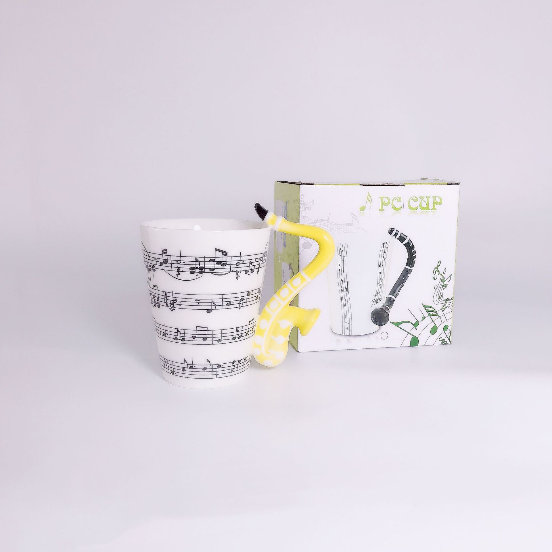 

400л музыкальный инструмент саксофон стакан для воды керамическая чашка 301-400ml жёлтый