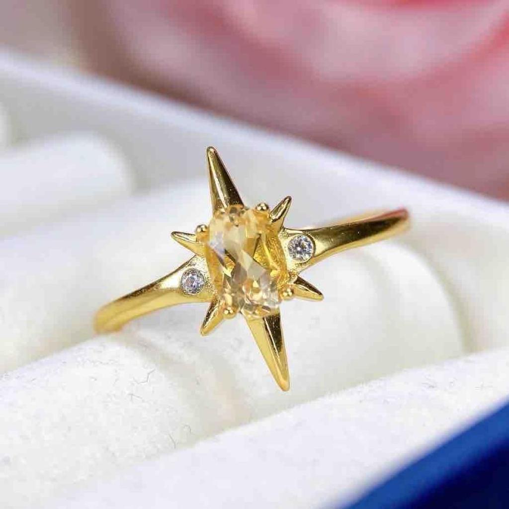 2025 Women's Fashion Yellow Crystal Ring with S925 Silver