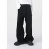 Men's New Loose Semi-elastic Waist Loose Straight Denim Trousers