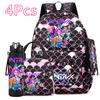 4 Adet/set KPOP Sırt Çantası El Çantası Kalemlik 750Ml Matara Genç Erkek Kız İçin Büyük Kapasiteli Kitap Çantası Karikatür Baskılı Okul Çantası Mochila