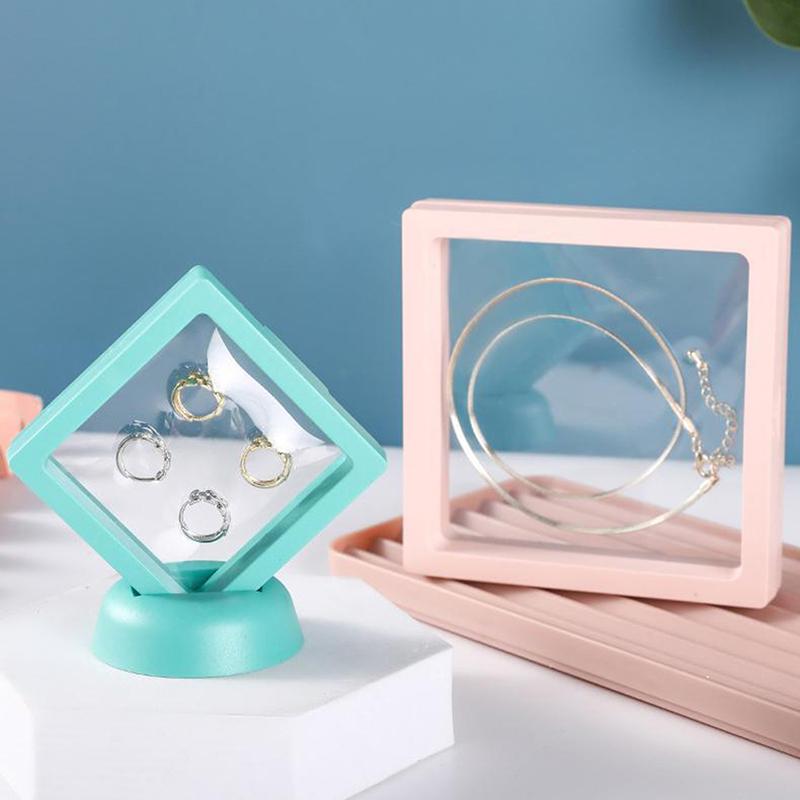 Colorful 3D Floating Picture Frame Shadow Box Jewelry Display Stand Ring Pendant Holder Protect Jewelry Stone Presentation Case