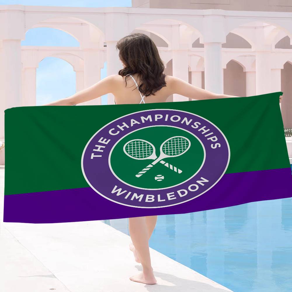 W-Wimbledon Pattern Microfiber Printed Beach Towel Mountain Climbing Yoga Beach Swimming Running Absorbent Soft Towel