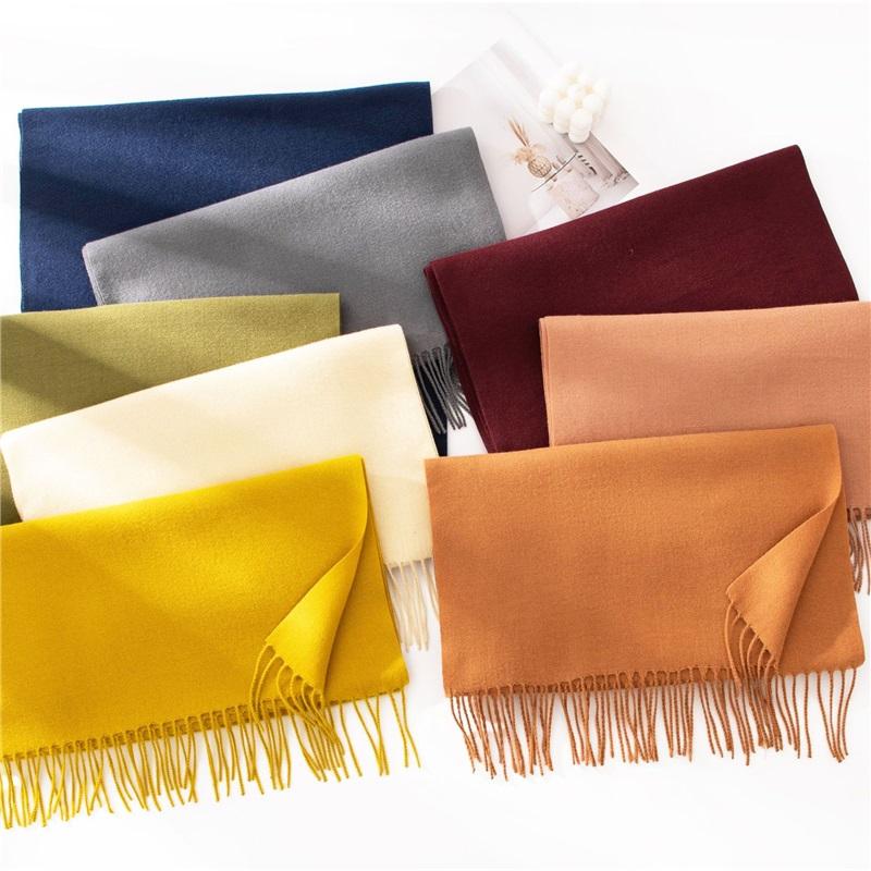 Sciarpa da Donna in Finto Cashmere Tinta Unita con Frange Morbida Calda Stola Avvolgente per Autunno Inverno Outfit Quotidiano Casual