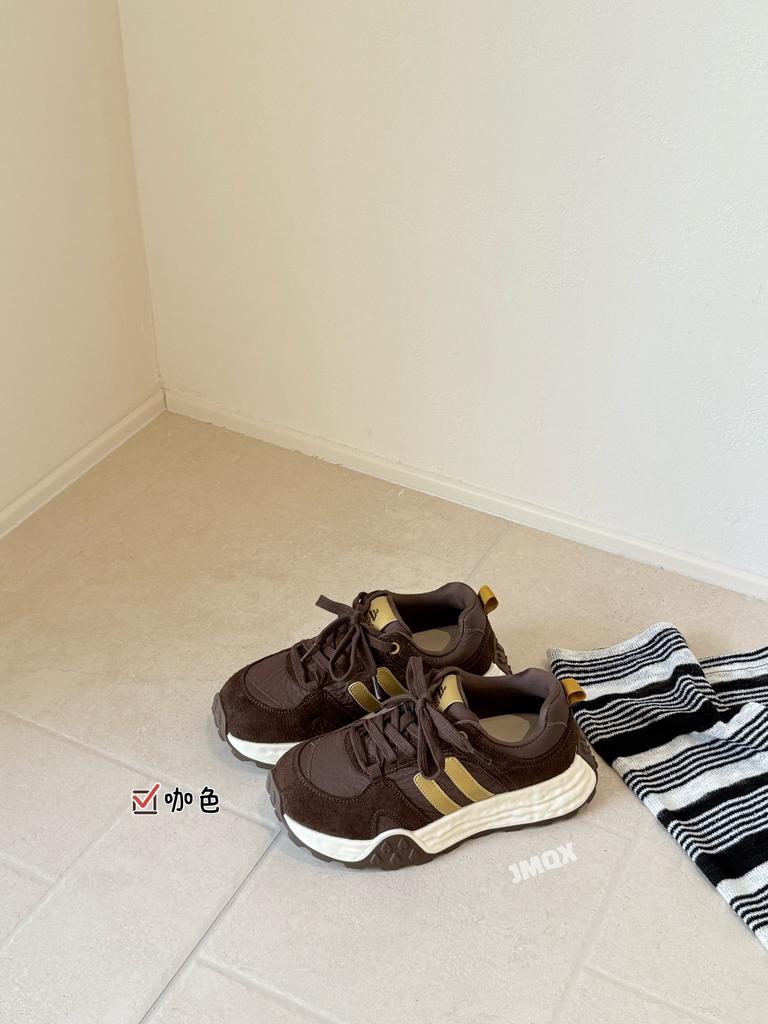 European Station 2025 Autumn New Leather Platform Height Increasing Dad Shoes Women's Fashion Versatile Casual Sports Forrest Gump Shoes