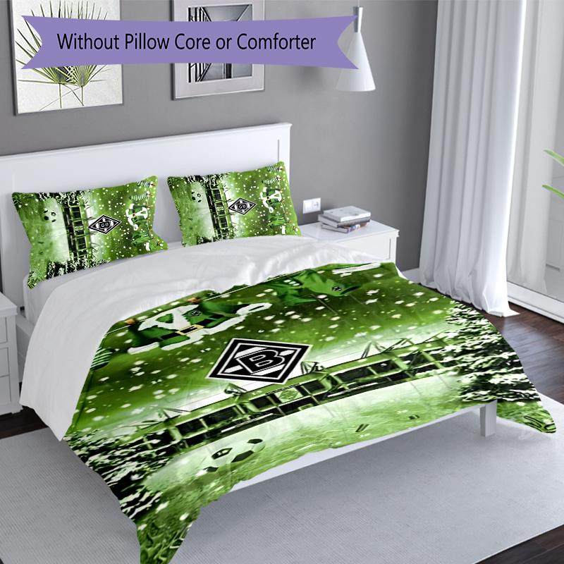 3pcs Borussia Monchengladbach Logo Duvet Cover Set, Includes 1 Duvet Cover and 2 Pillowcases,Skin-Friendly&Comfortable Fabric,Suitable Bedding Sets
