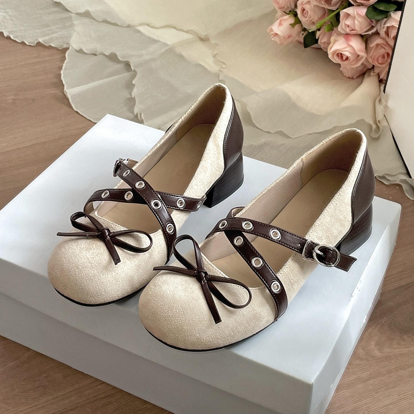 

Queen Fan retro round head thick high heel shallow mouth single shoes women s 2025 new autumn heightening French Mary Jane shoes 40 хаки