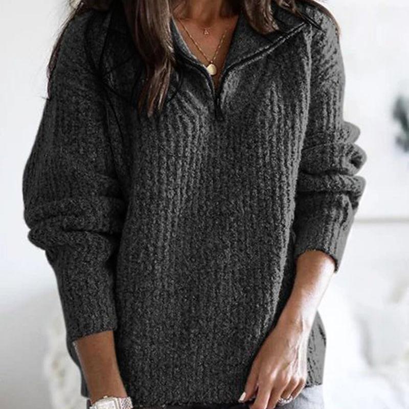 

Женский пуловер на молнии с длинными рукавами, свитер, куртка, осень-зима 2025 S темно серый