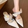 Fashion Spring New Baotou Slippers Women Fashion Pointy Shallow Mouth Butterfly Knot Anti-slip Wear-resistant Stiletto Heels