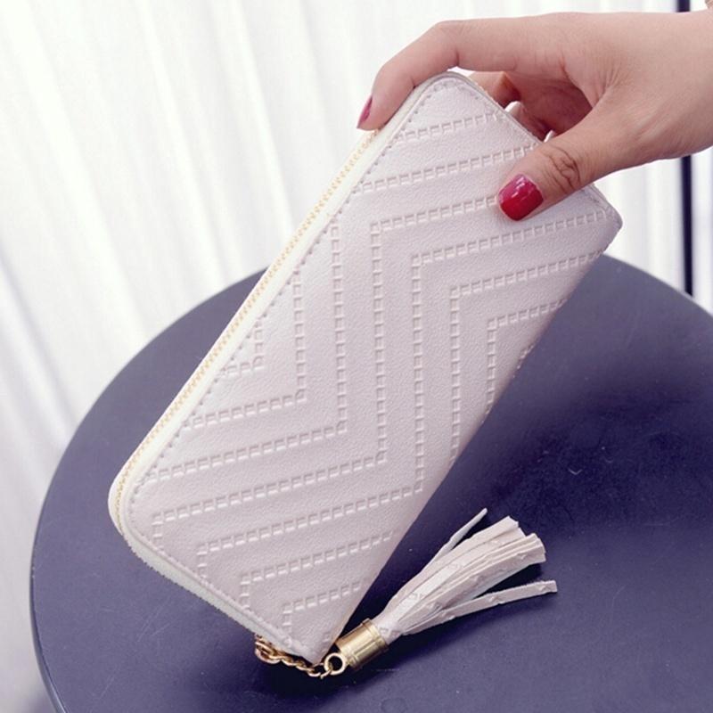 

Женский кошелек кожаный доллар кисточка женский кошелек держатель для карт Feminina клатч beige