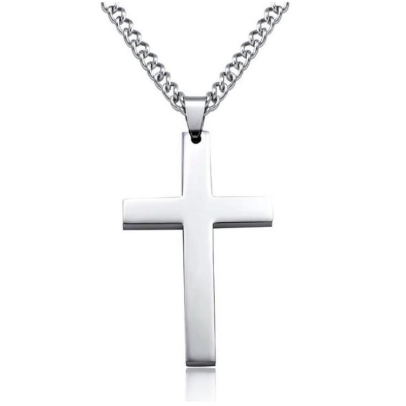

Promotional new simple cross necklace pendant jewelry with chain simple glossy