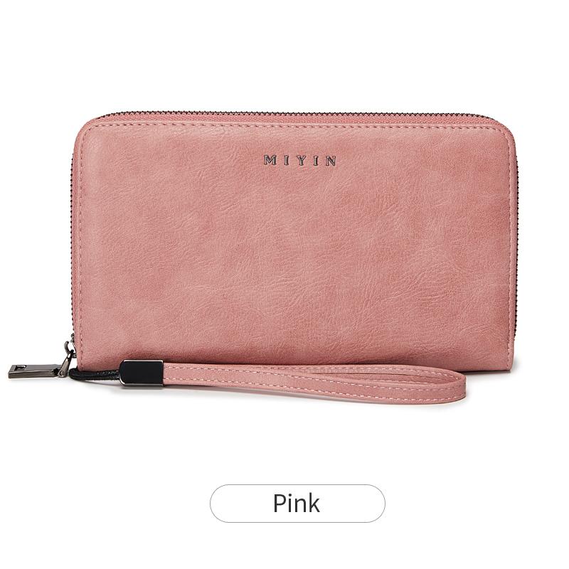 

RFID Blocking Zipper Wallet Multi-Function Coin Purse Fashion Designer Clutch Bag with Multiple Card Slots Wristband ID Window