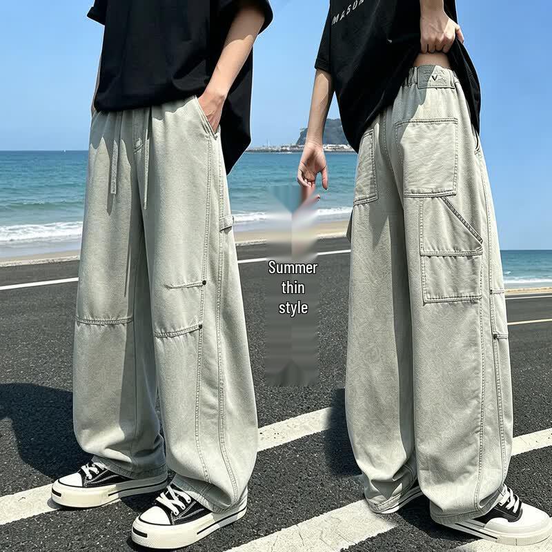 Boys  Lightweight Letter Print Loose Fit Denim Jeans 190