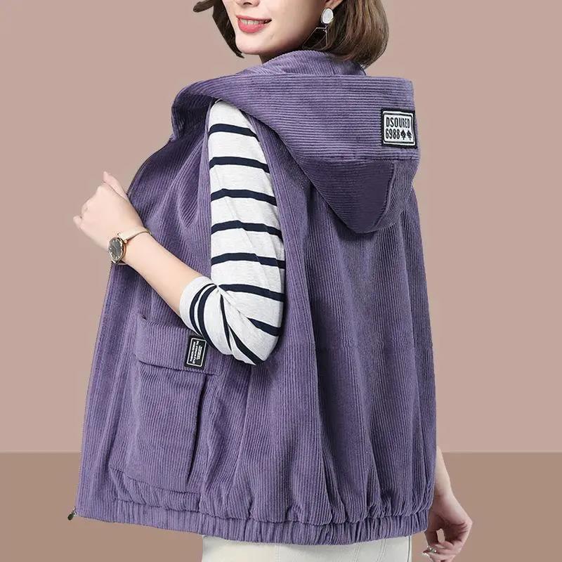 

Жіночий вельветовий жилет у стилі ретро. Жіноче напівпальто. Весна-осінь. Відпочинок. Жіноча куртка без рукавів. 4XL фіолетовий