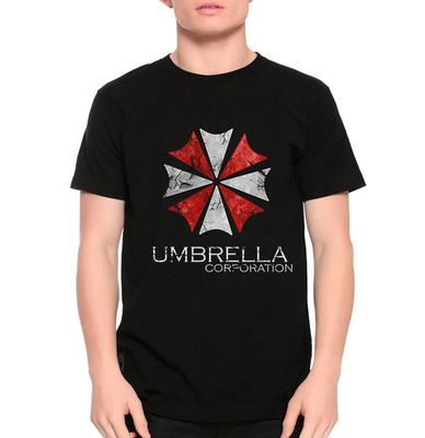 T-shirt Logo Entreprise Umbrella Resident Evil Hommes et Femmes Rétro Impression Craquelée Unisexe Fan de Jeu Streetwear
