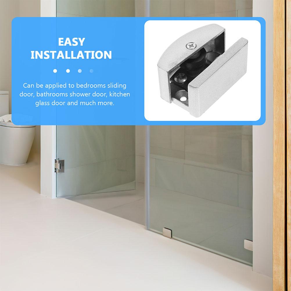 2 Pcs Aluminum Alloy Door Guides Anti Swing Sliding Door Parts Glass Door Accessories Bottom Mount Guide Track Shower Door