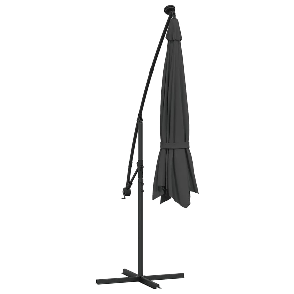 Umbrella with LED Lighting and Metal Pole 350 Cm Anthracite