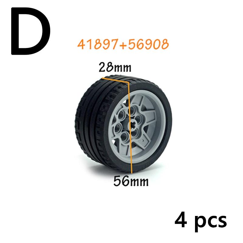 MOC Brick Wheel Hub Technical Tire Car Truck Vehicle Tire Construction Building Blocks 56145 32019 86652 56908 41897 54120 Leduo