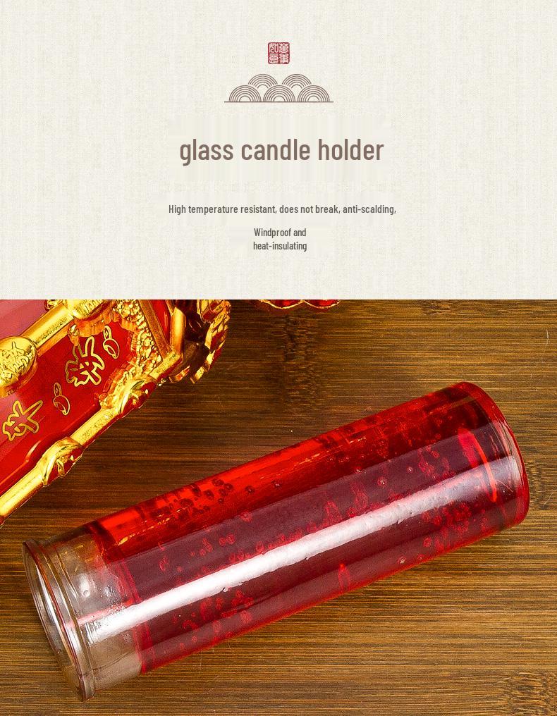 Smokeless Crystal Candle for Buddha Offerings, Housewarming, or New Year Celebrations - Windproof Red Butter Lamp