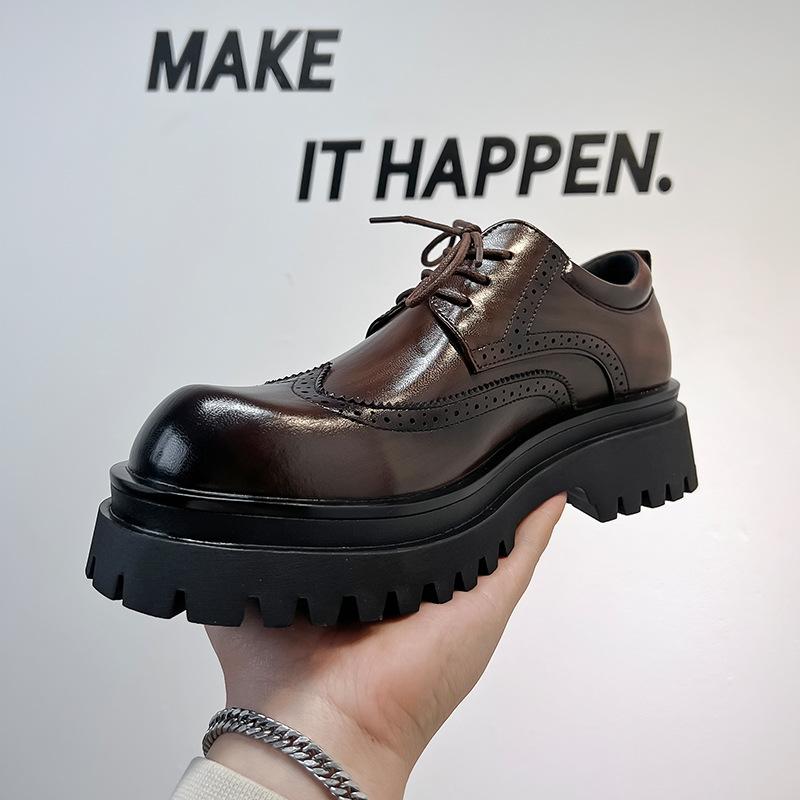 Fashion High Quality Platform Derby Shoes for Men British Port Style Casual Leather Shoes Fashionable Premium Shoes Men Leather Original