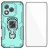 For Honor 400 Lite Phone Case WANLONFENG PC TPU Back Cover Kickstand with Tempered Glass