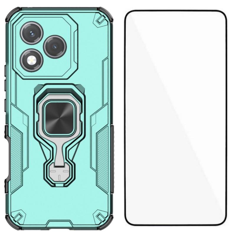 For Honor 400 Lite Phone Case WANLONFENG PC TPU Back Cover Kickstand with Tempered Glass