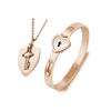 Couple Stainless Steel Bracelet Love Heart Lock Bracelets Bangles Key Pendant Necklace for Women Men Lover Jewelry Set Gift