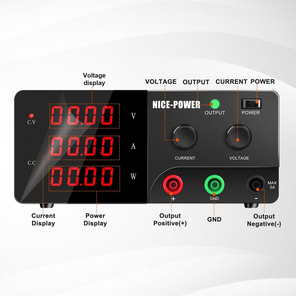 Voltage Regulator NICE-POWER Stabilized Variable DC Power Supply Output Switch 0-120V 0-10A For Industrial Control & Power Debug R-SPS12010