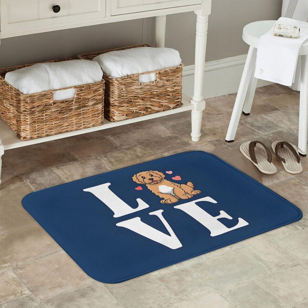 1PC LOVE Dog Pattern Door Mats Kitchen Rugs Non-Slip Pop Design Living Room Rugs Bath Mat Carpet for Home Sink Laundry Decor