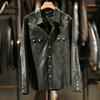 Buttercup pattern heavy industry embroidery American western denim shirt enzyme washing old and light Bengal tea core lambskin
