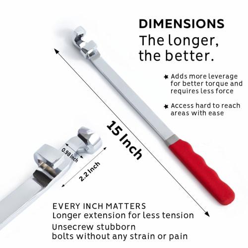 ZIOKOU Wrench Extender Tool Bar, Torque Adapter Wrench Extension, Extra Long 15-Inch Wrench Extension for Maximum Leverage, Ideal for Mechanics, DIY,
