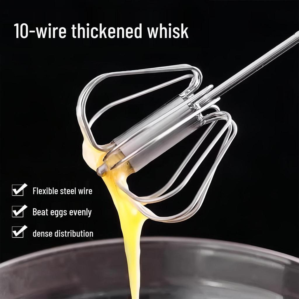 Stainless Steel Semi-Automatic Egg Beater & Whisk Handheld Baking Tool