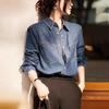 Women's French Retro Blue Denim Shirt - 2025 Spring Layering Versatile Top