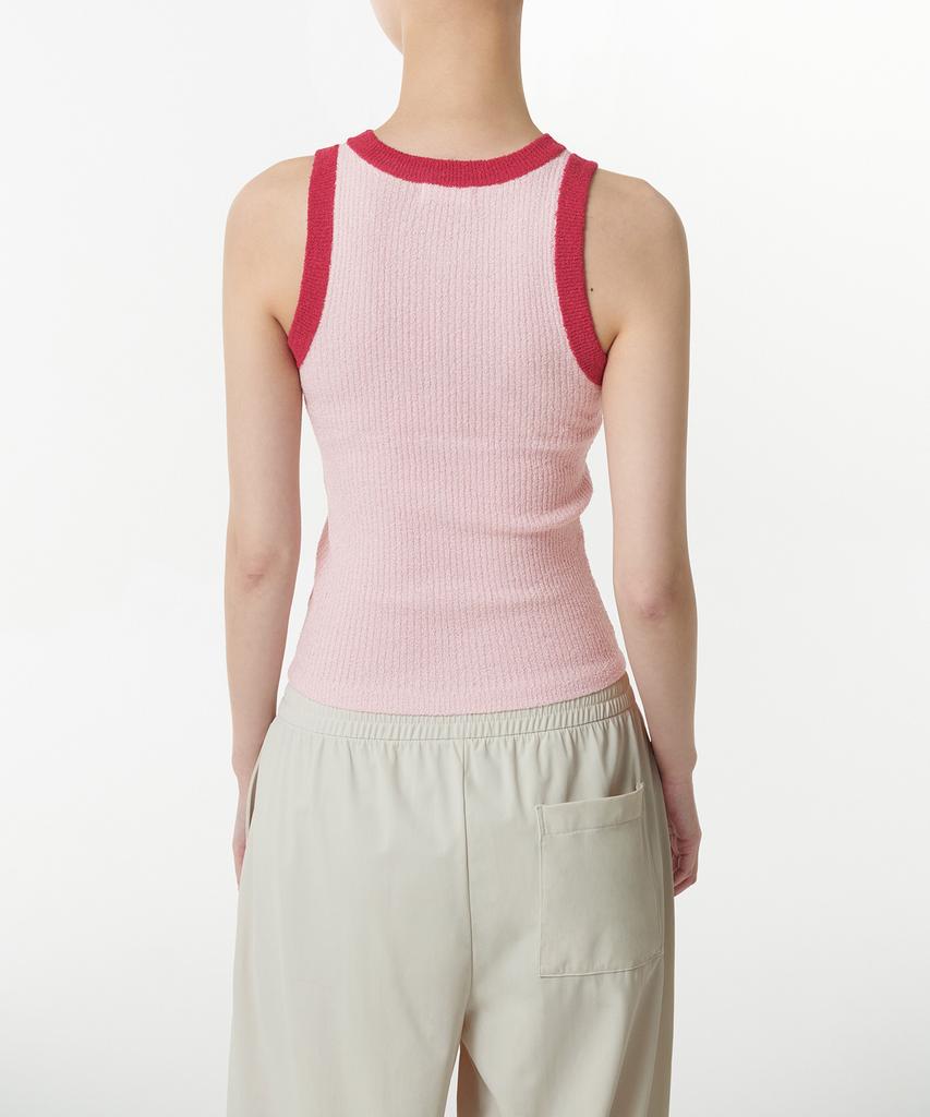 MUSINSA STANDARD WOMAN Women'S Mini Boucle Ringer Knit Sleeveless Top [Pink]
