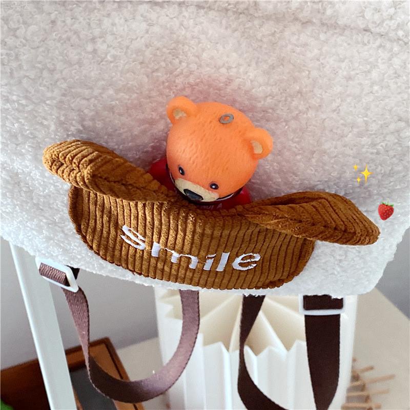 Adorable Mini Plush Backpack For Kids Featuring Charming Cartoon Bear Design And Stylish Colors