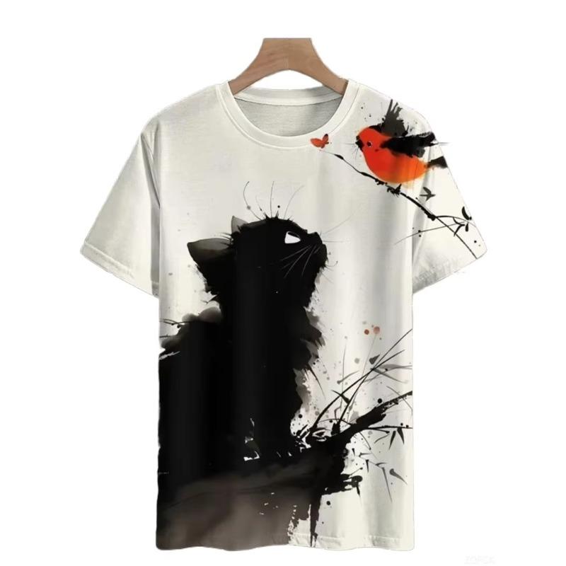 T-shirt da uomo estiva girocollo con stampa 3D