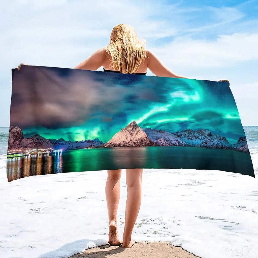 Oversize Beach Towel Clearance Towel, Aurora Polaris Travel Pool Towel,Quick Drying Blanket Sandless Towel Lightweight Beach Mat