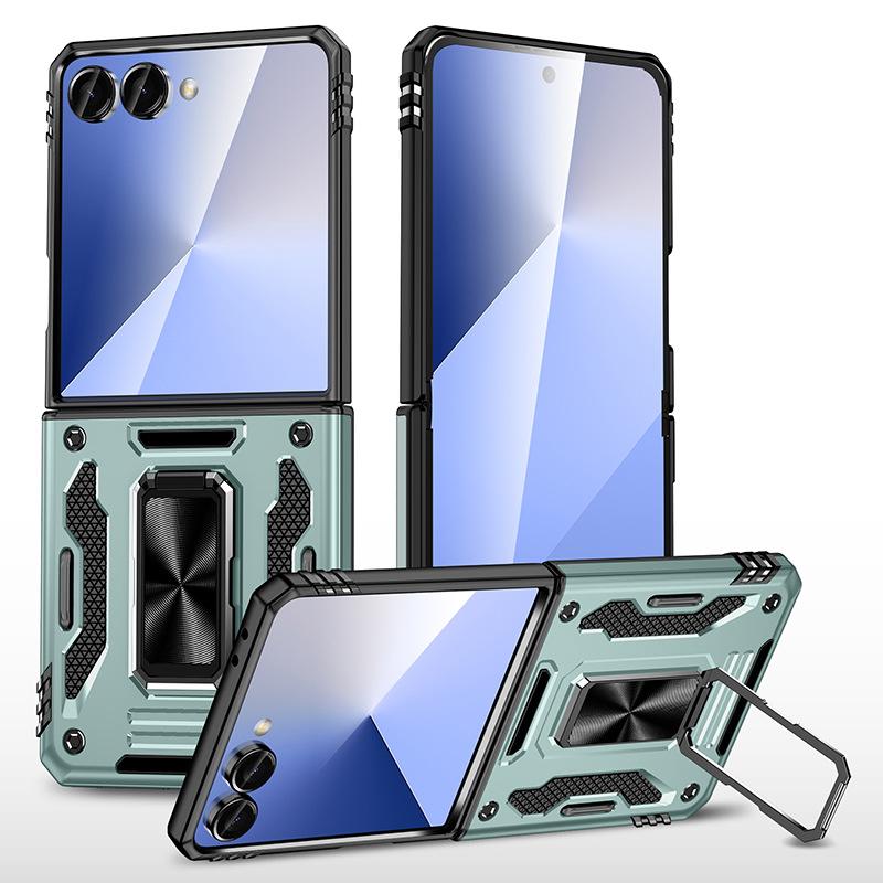 Applicable to Samsung Z Flip 1 mobile phone case metal ring bracket zflip1 folding anti-drop  case