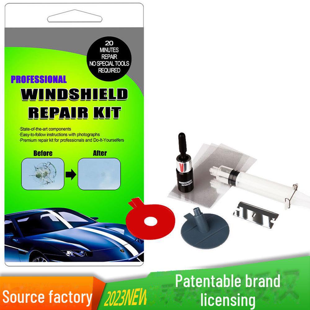 Car Windshield Repair Tool Set with Glass Repair Fluid