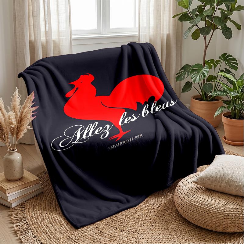 France National Football Team Theme Blanket Soft Flannel Blanket Plush Throw Blanket Cozy Sofa Bed Blanket for Home Decor