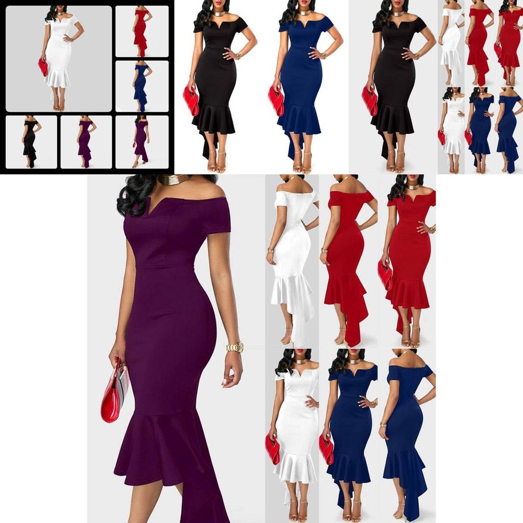 Elegant 2023 Autumn Fashion Women's V Neck Off Shoulder Short Sleeve A Line Dress