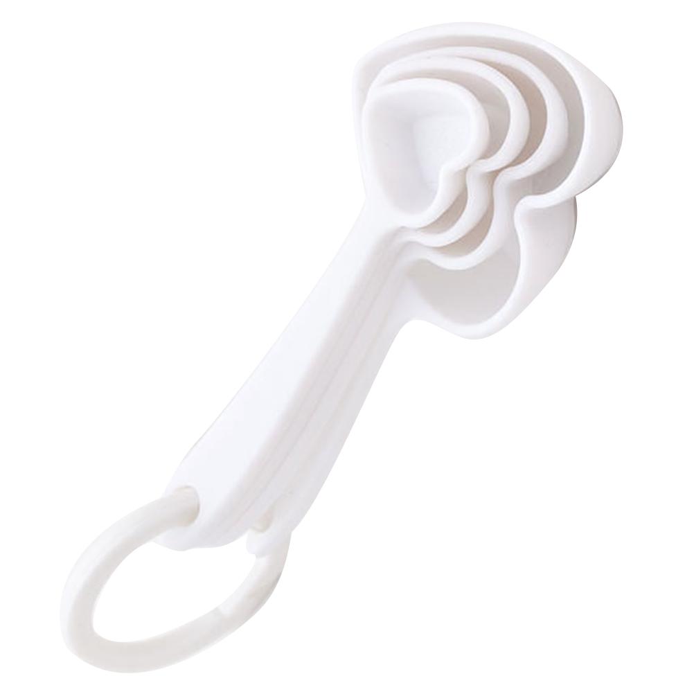 Heart-Shaped Measuring Spoon Plastic Dessert Spoon For Coffee Tea Cappuccino Ice Cream Stirring Flatware