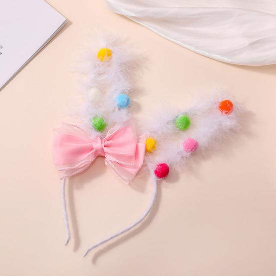 Hair Hoop Flower Decor Bunny Ears Design Headband Cosplay Birthday Photography Props Easter Party Headgear
