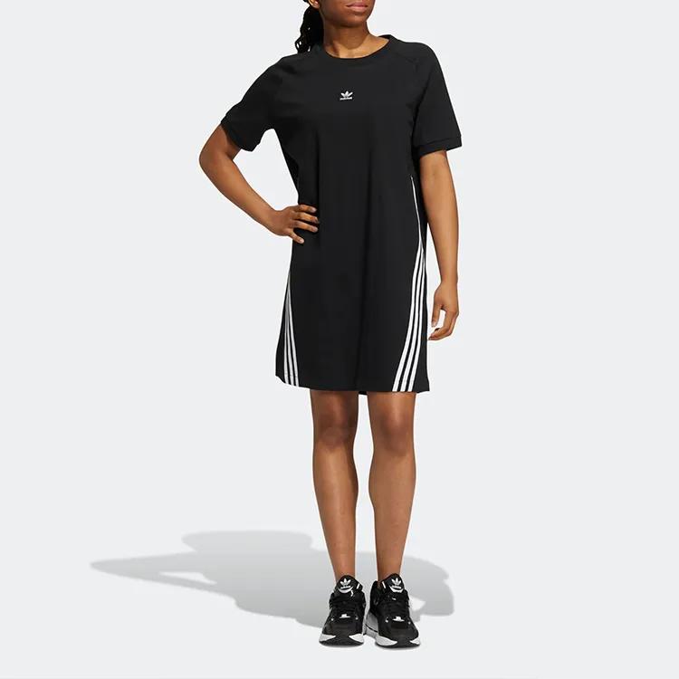 adidas Originals Sophe 3 Stripes Short Sleeved Dress Women's Black (Unisex) Short-Sleeved Dresses IA9073