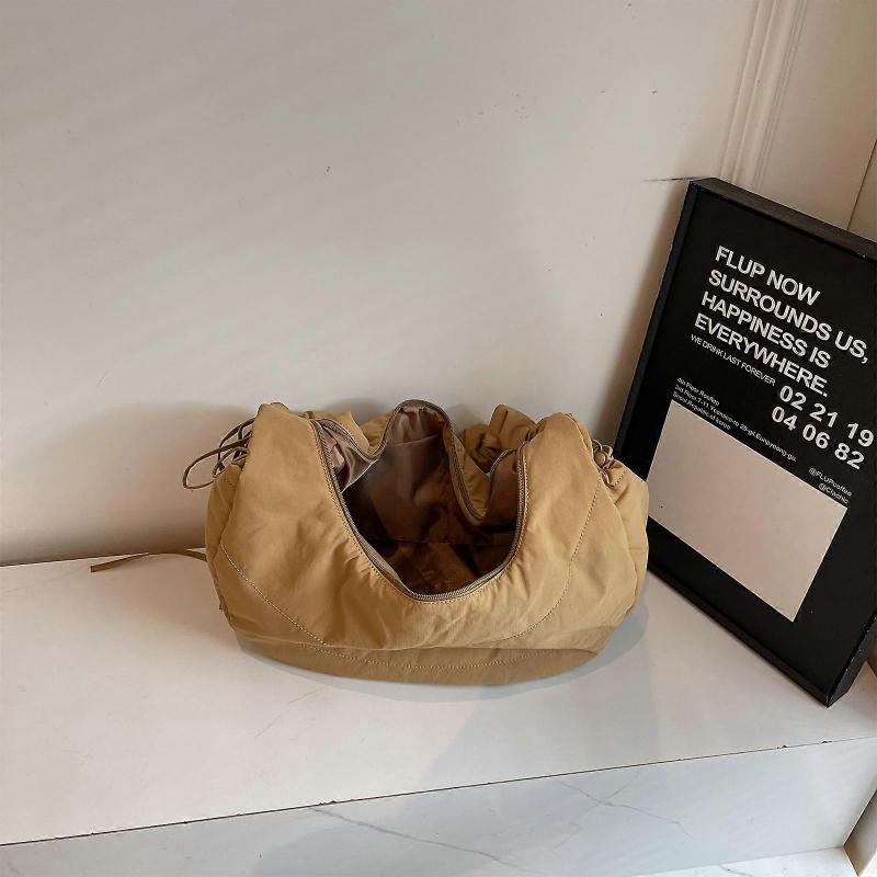 Large Capacity Quilted Nylon Bag For Women Ergonomic Crossbody Shoulder Purse Lightweight Practical Casual Day Bag  Pink