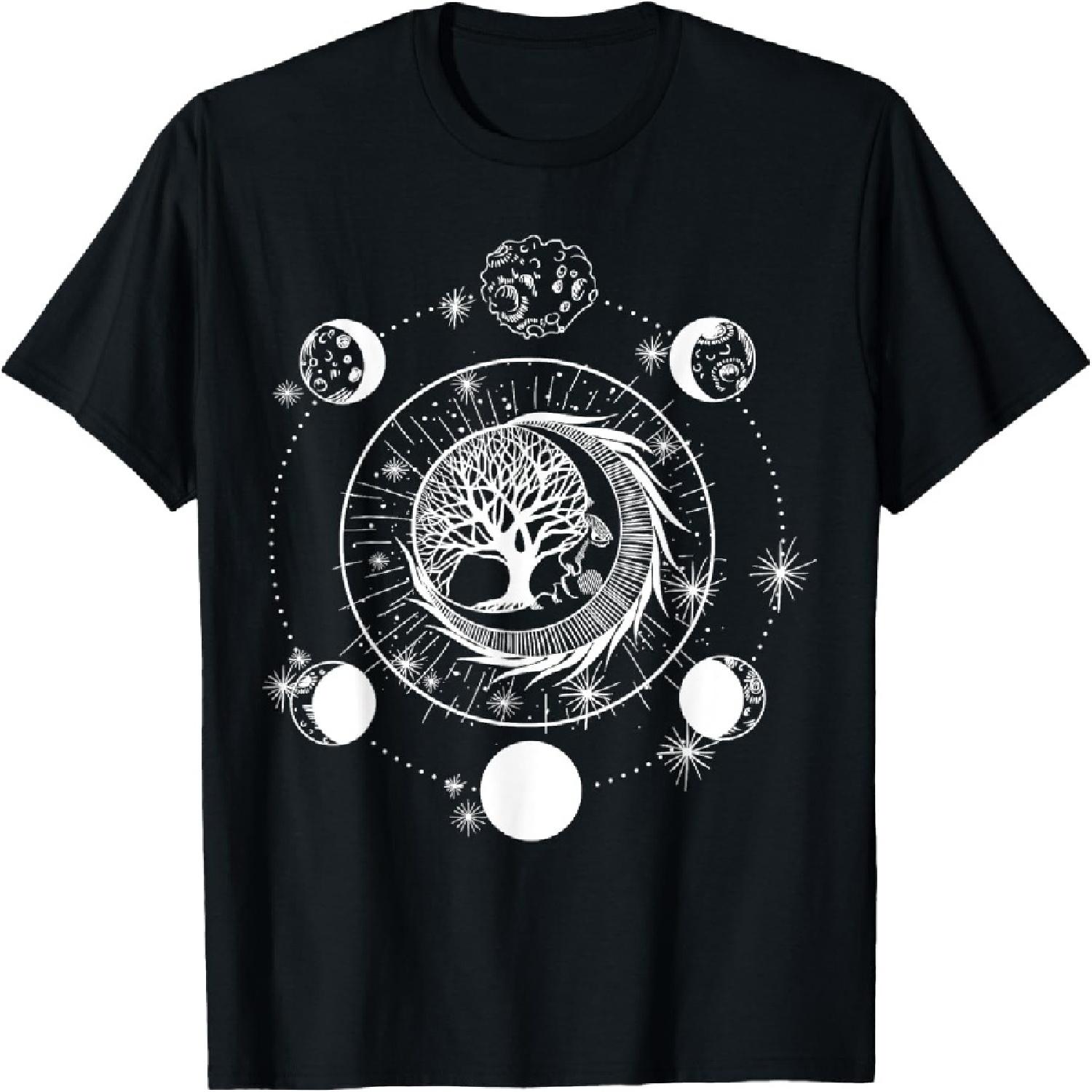 Phases of the Moon Tree of Life Mystical Lovers T-Shirt S