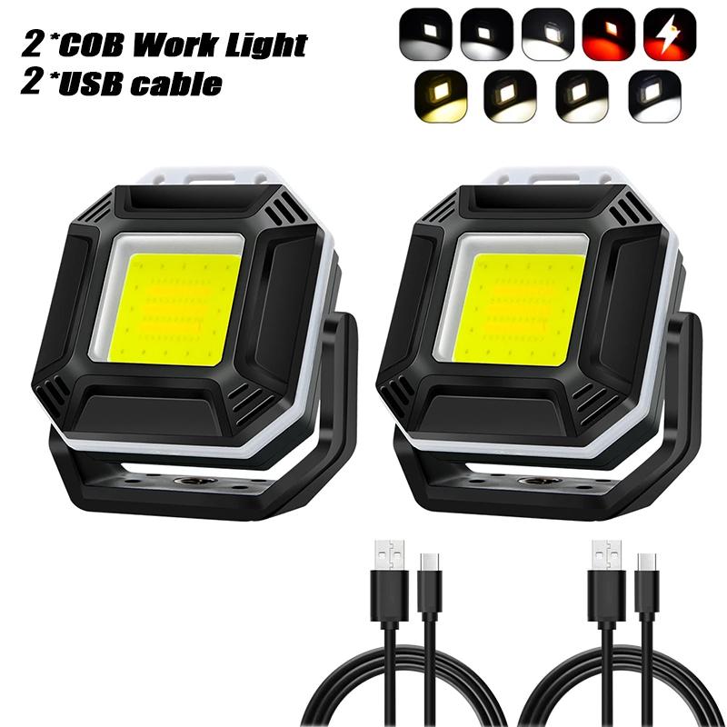 USB Rechargeable COB Work Light Mini Flashlight Keychain Lamp with Magnet Super Bright Outdoor Waterproof Emergency Repair Light